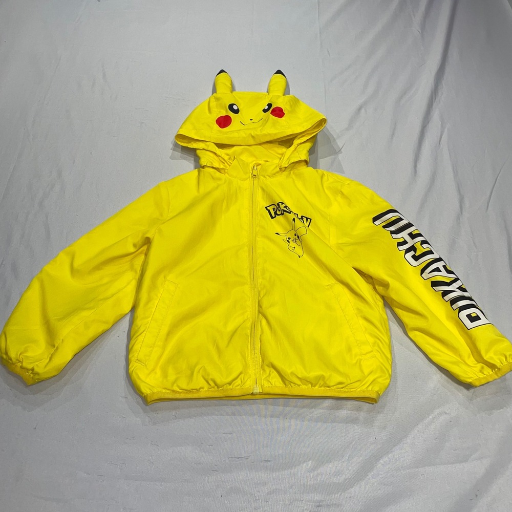 H&M Kids Pokemon Pikachu Yellow Hooded Windbreaker Jacket Size 3/4T 07517885
